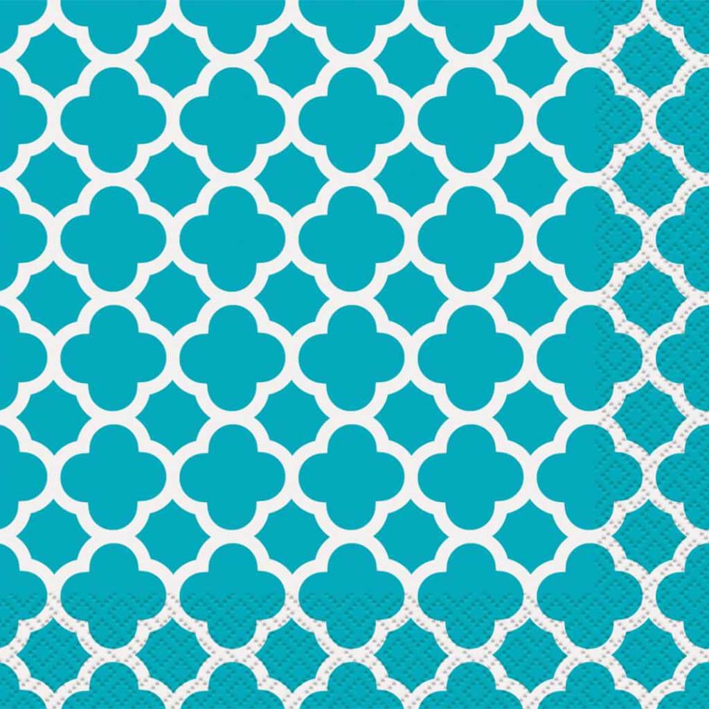 Caribbean Teal Quatrefoil Lunch Napkins, 16ct 