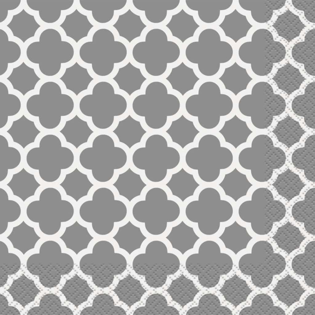 Silver Quatrefoil Lunch Napkins, 16ct 