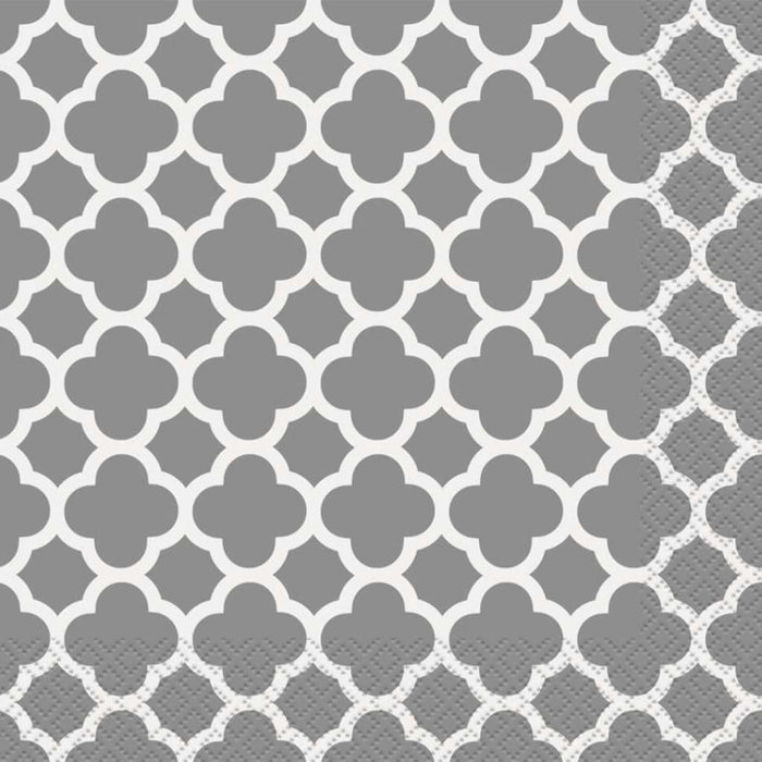 Silver Quatrefoil Lunch Napkins, 16ct 