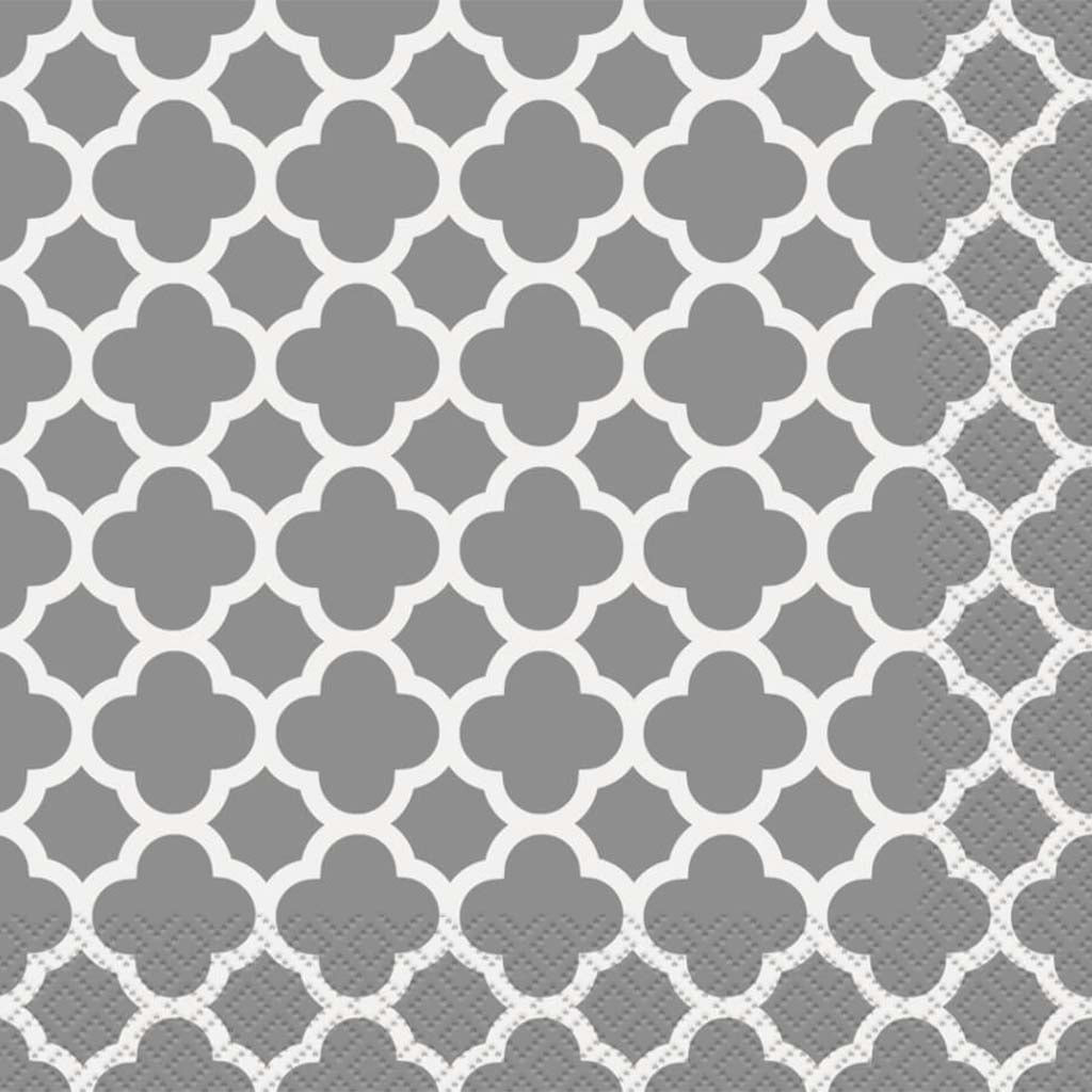 Silver Quatrefoil Lunch Napkins, 16ct 