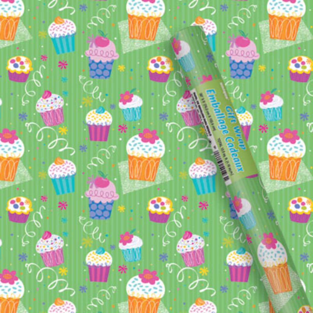 Gift Wrap 30in x 5ft, Cupcake Party 