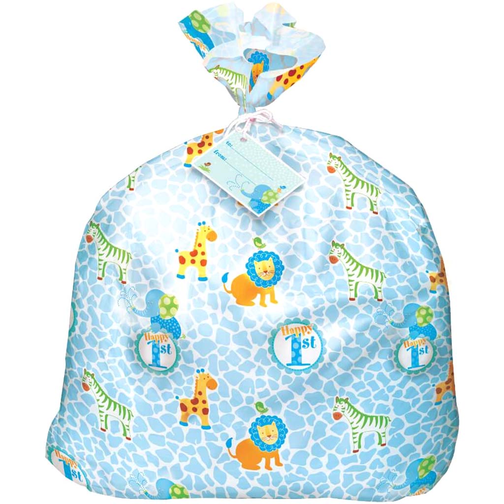 Jumbo Cellophane Bag 1ct, Blue Safari 1st Birthday 