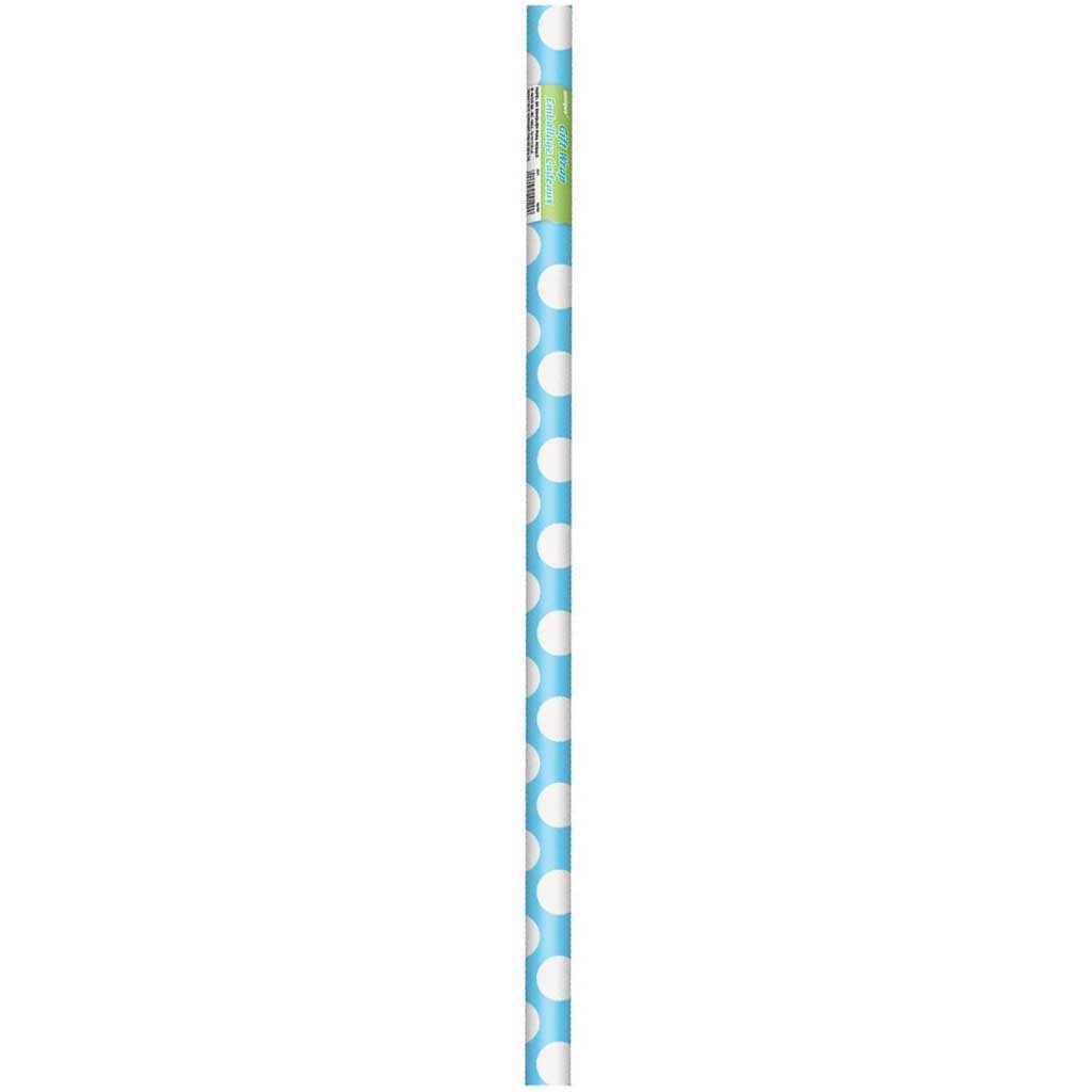 Gift Wrap, 30in x 5ft, Powder Blue Dots 