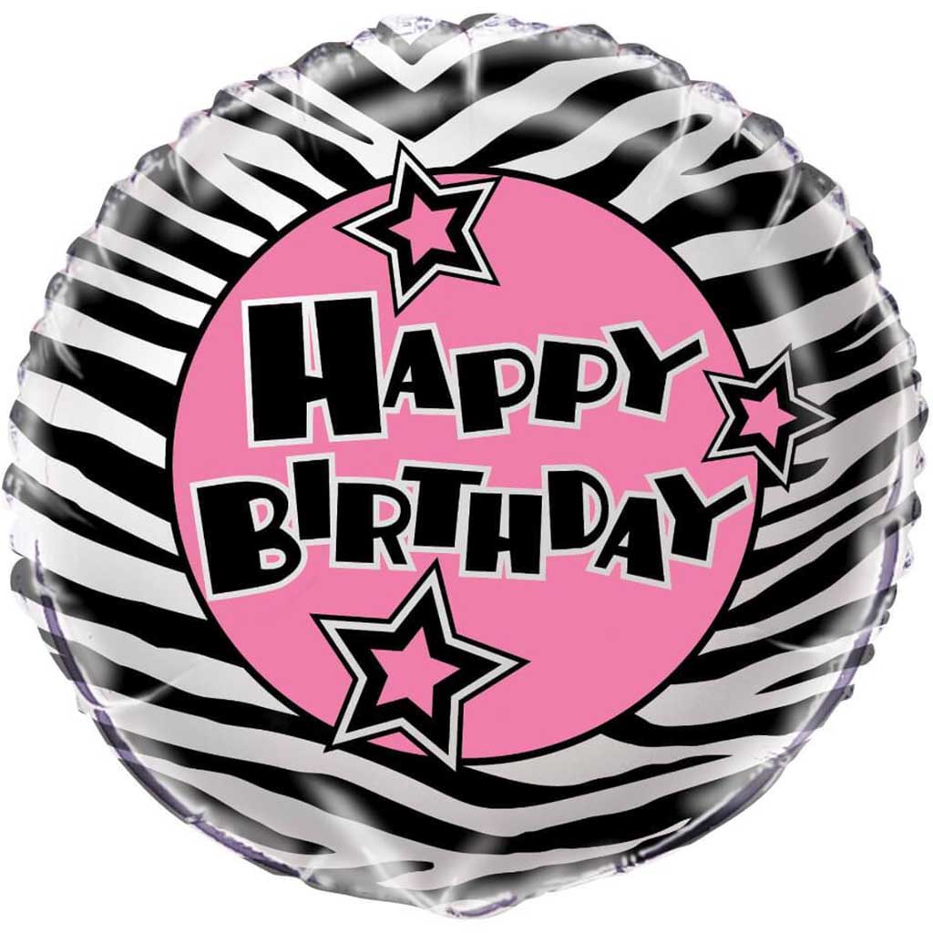 Zebra Passion Pink Round Foil Balloon, 18in 