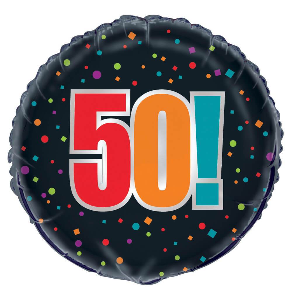 Birthday Cheer Age 50 Round Foil Balloon 18in 