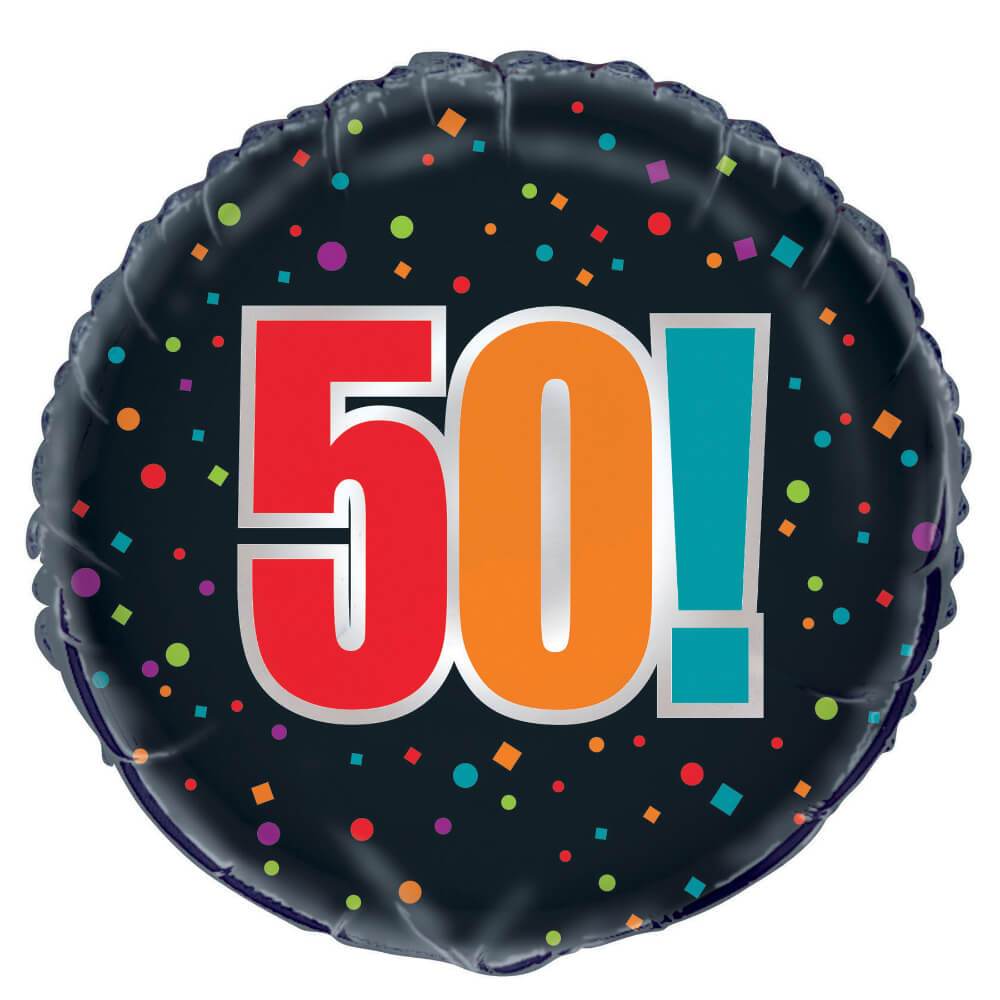 Birthday Cheer Age 50 Round Foil Balloon 18in 