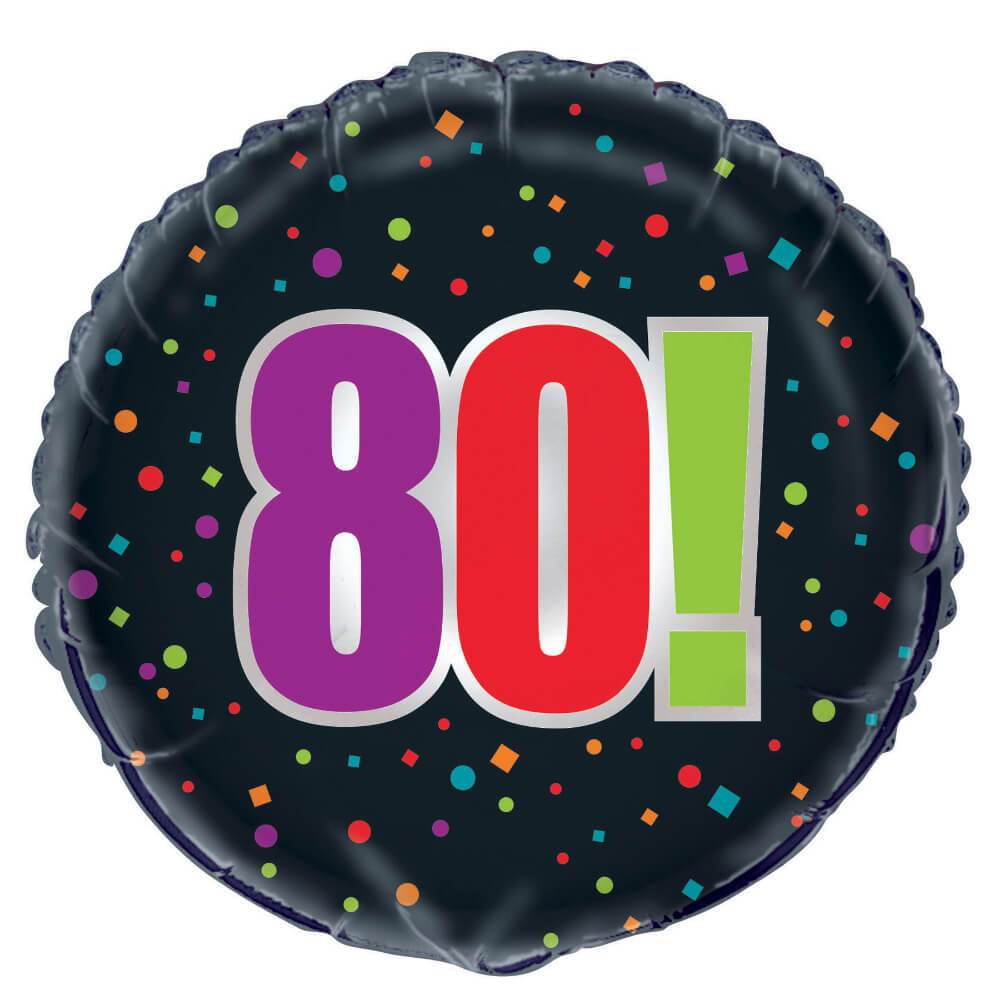 Birthday Cheer Age 80 Round Foil Balloon, 18in 