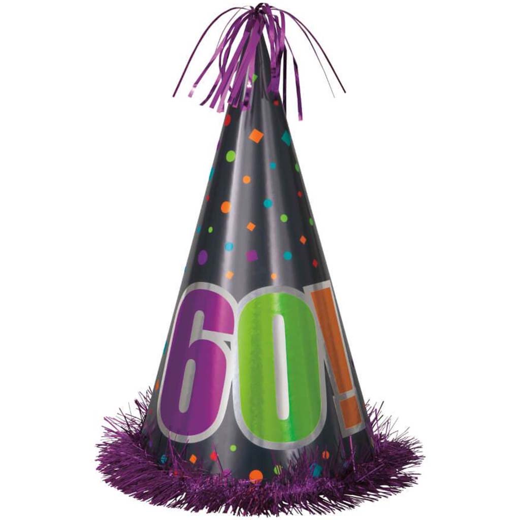 Cone Hat, Birthday Cheer Number 60 Jumbo 