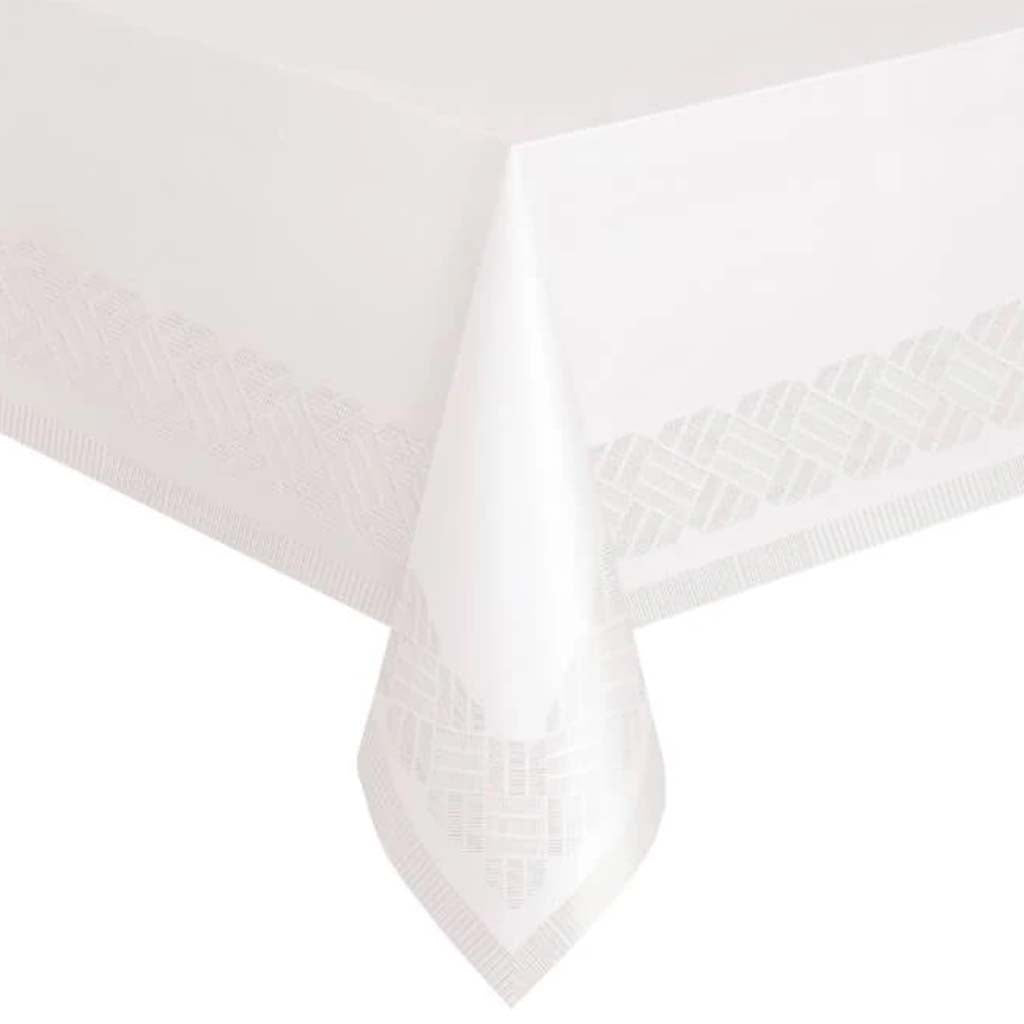 Rectangular Tablecover 54in x 108in, White Solid Paper-Poly 