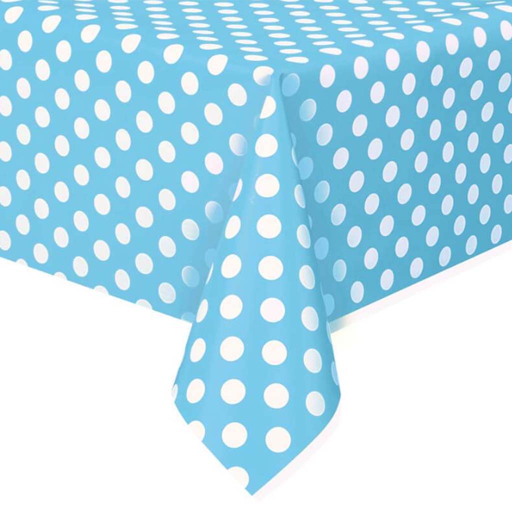 Rectangular Tablecover 54in x 108in, Powder Blue Dots 