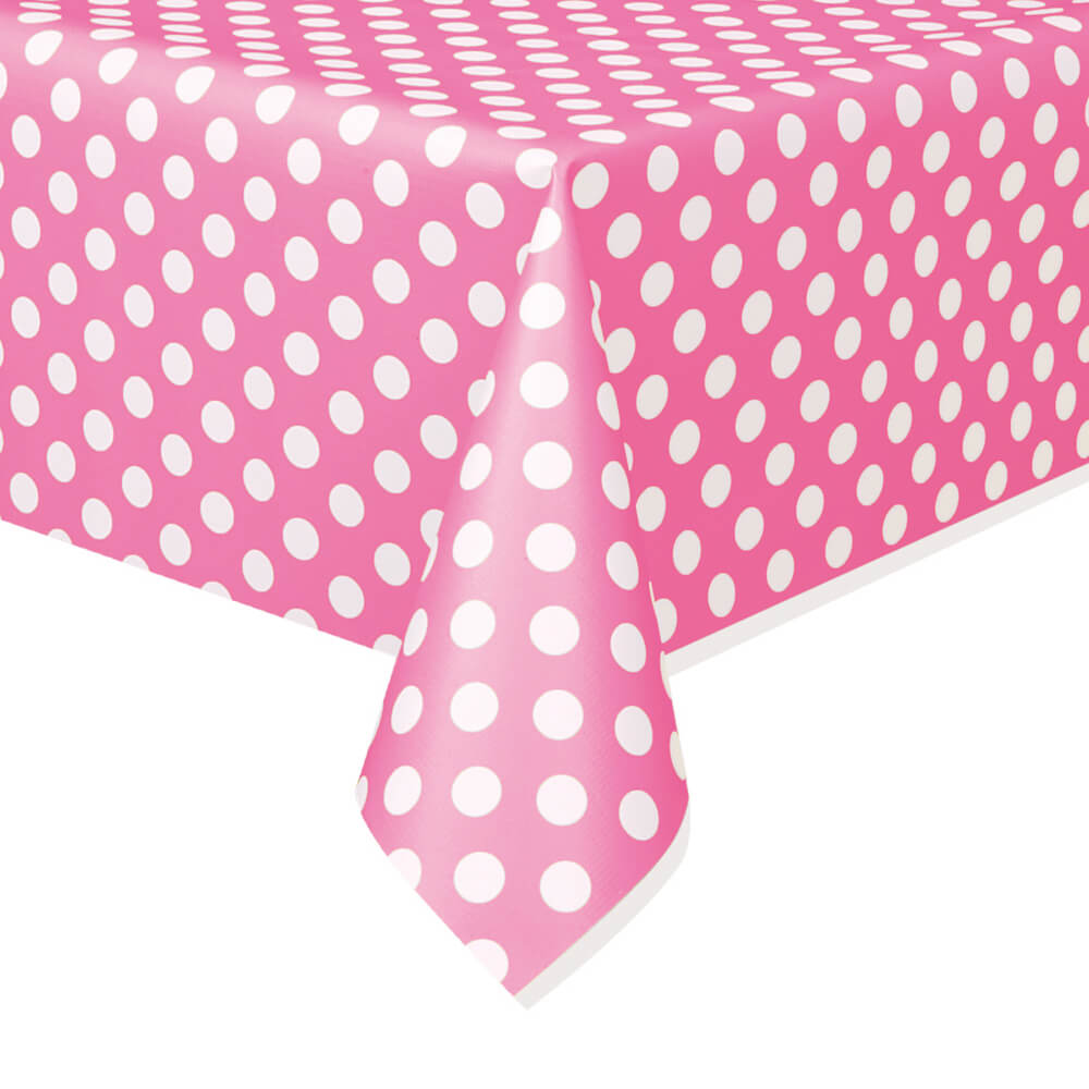 Rectangular Tablecover 54in x 108in, Hot Pink Dots 