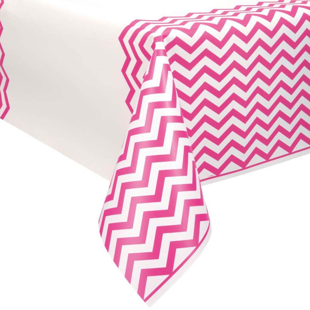 Rectangular Tablecover 54in x 108in, Hot Pink Chevron 