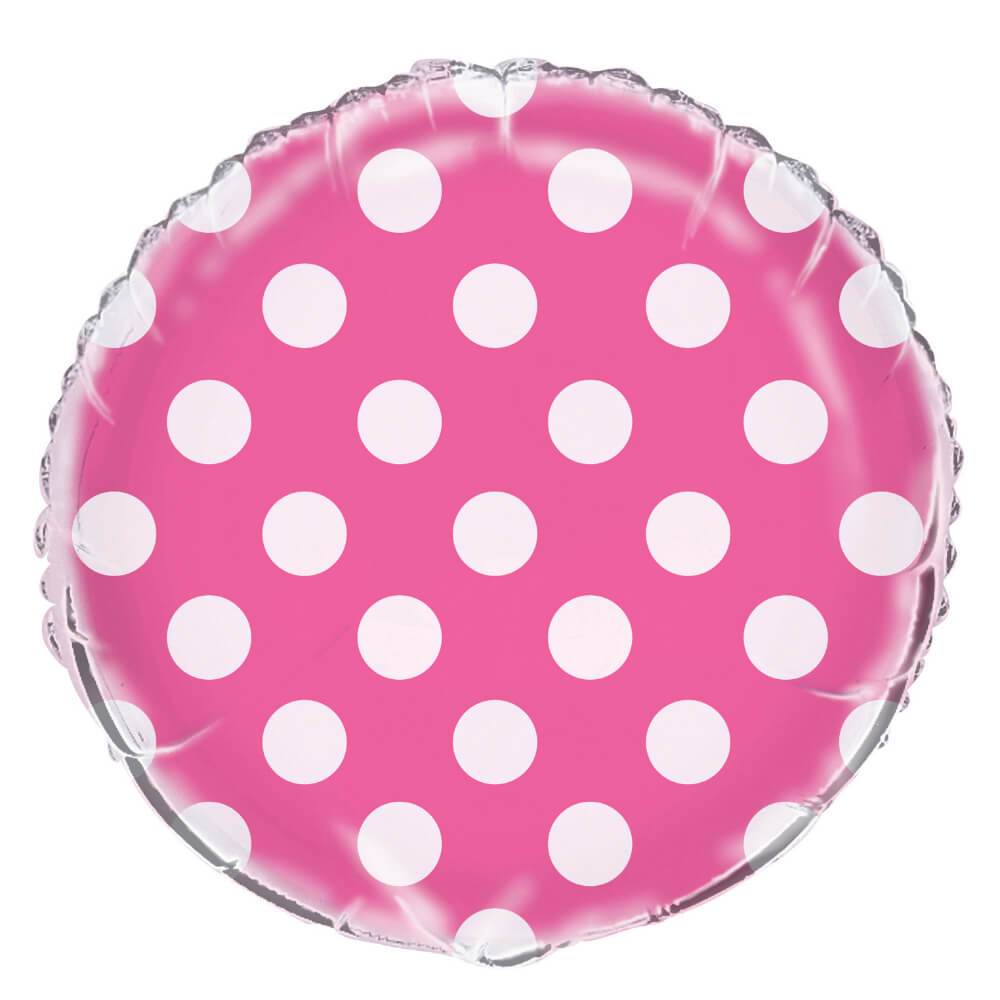 Hot Pink Dots Round Foil Balloon, 18in 