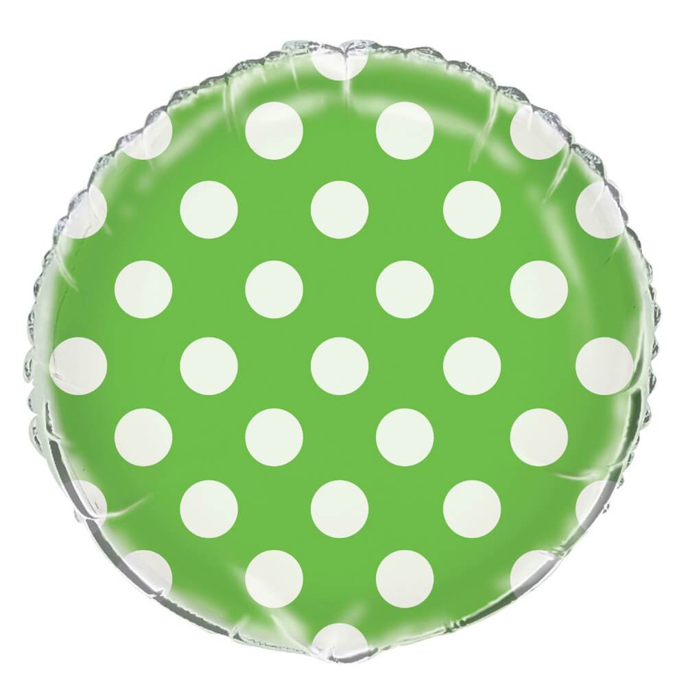 Lime Green Dots Foil Balloon, 18in