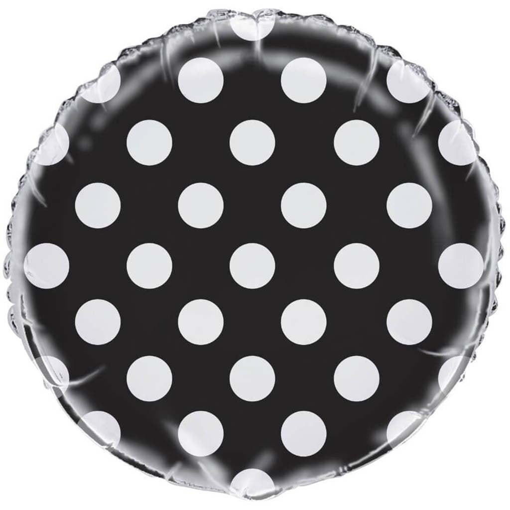 Foil Balloon Midnight Black Polka Dots 18in 