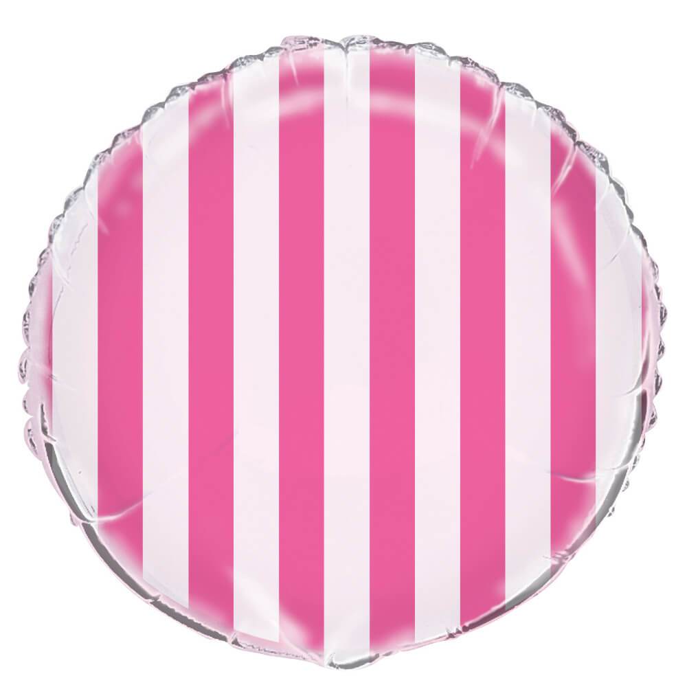 Hot Pink Stripes Foil Balloon, 18in 