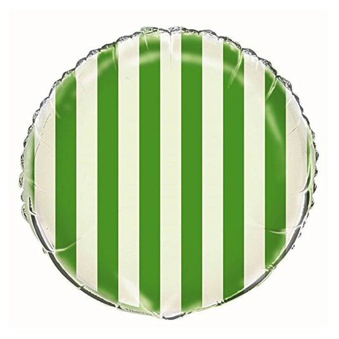 Green Stripes Round Foil Balloon, 18in 
