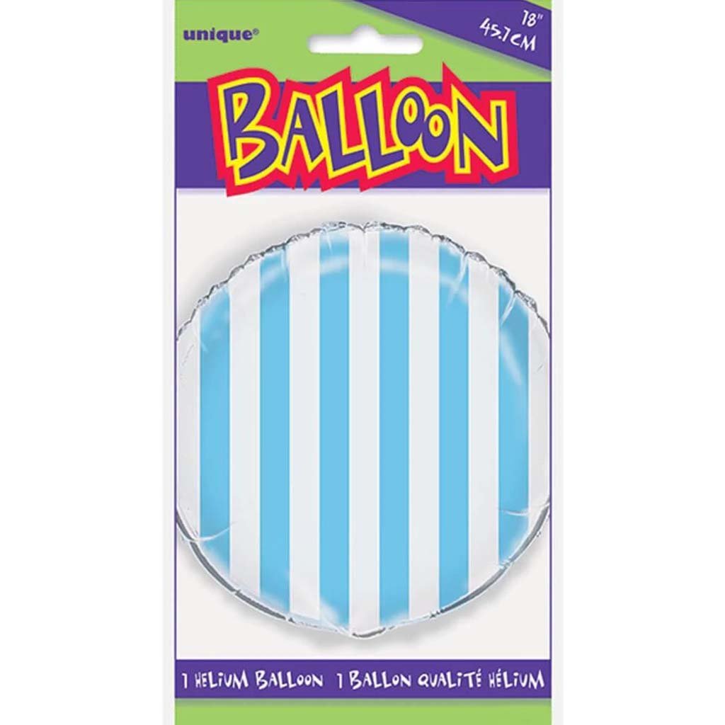 Blue Stripes Round Foil Balloon, 18in 