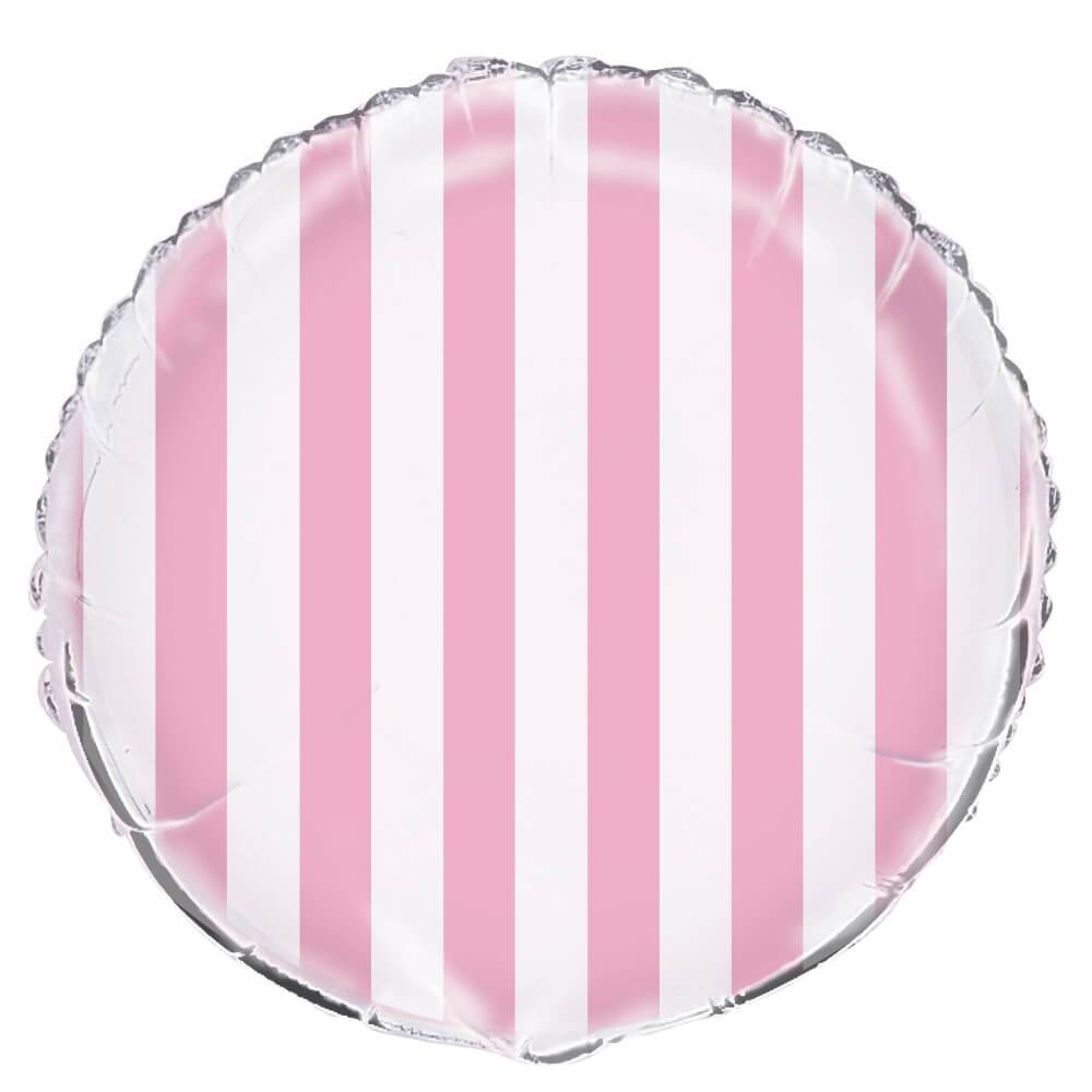 Lovely Pink Stripes Round Foil Balloon, 18in 