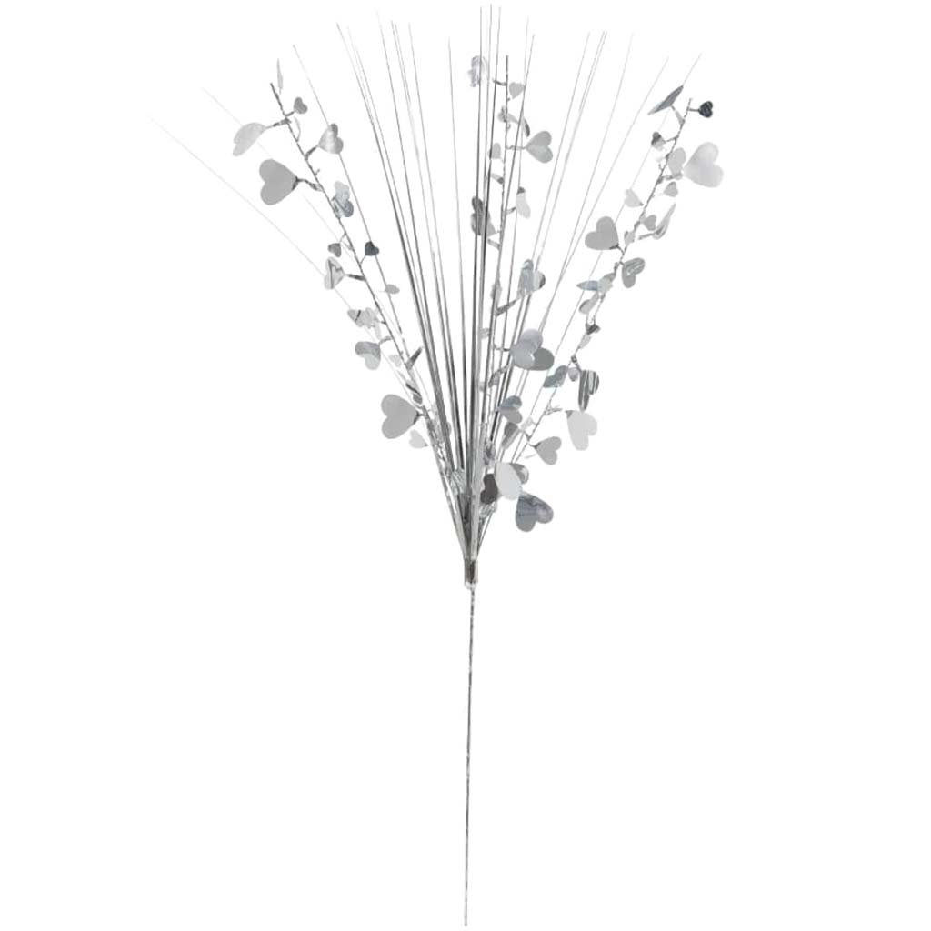 Centerpiece 19in, Foil Spray Silver Hearts 