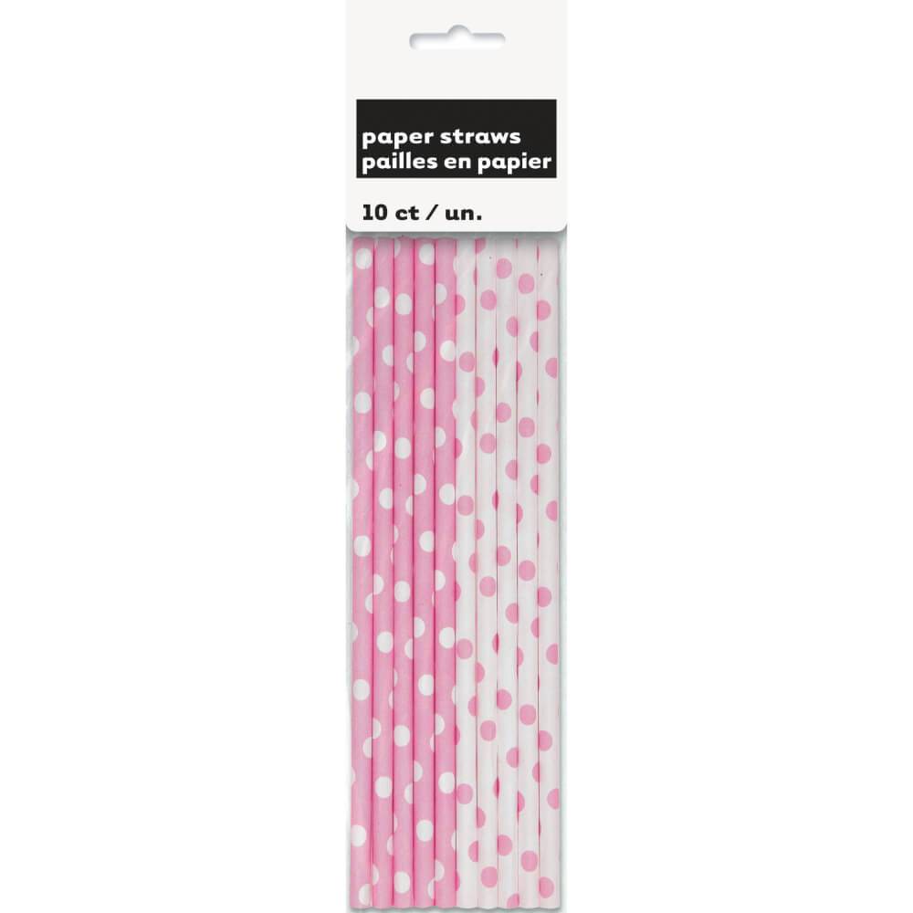 Paper Straws 10ct, Lovely Pink Dots 