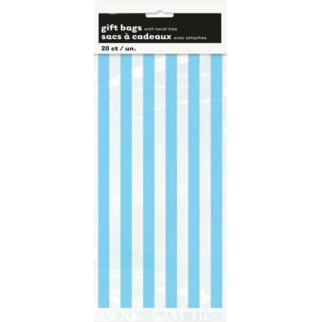 Cellophane Bags 20ct, Blue Stripes 