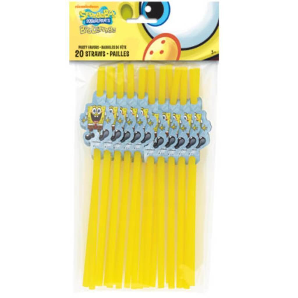 Paper Straw 20ct, Spongebob 