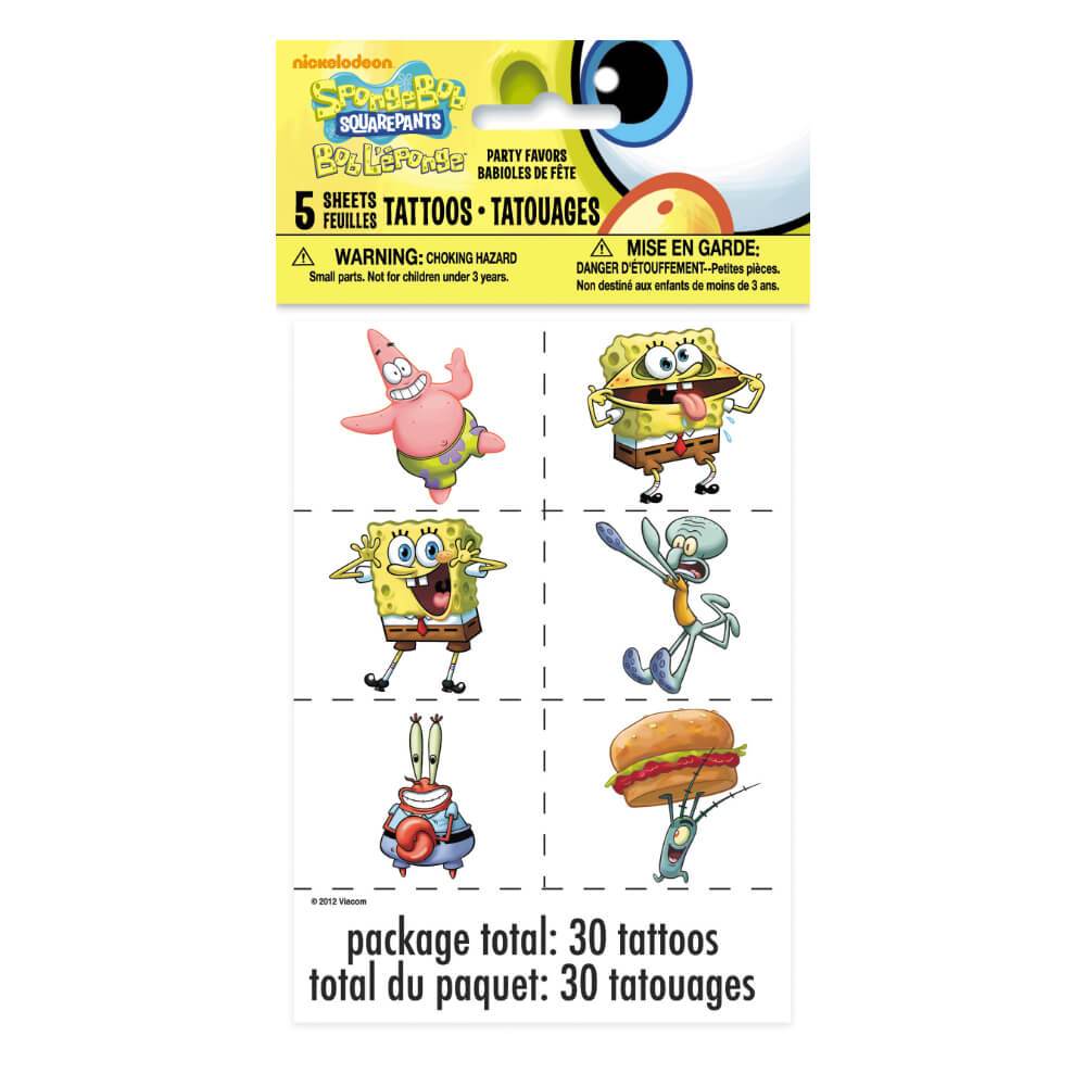 SpongeBob SquarePants Color Tattoos, 30ct 