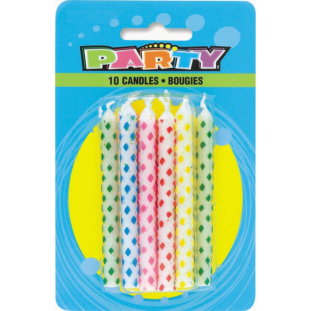 Birthday Candles 10ct, Diamond Dot 