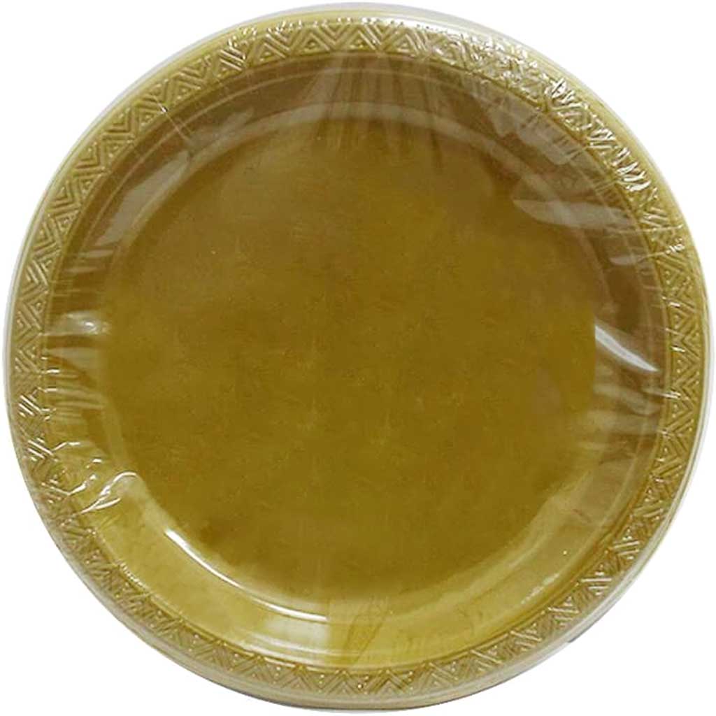 Gold Round Dinner Plastic Plates 10in 6ct 