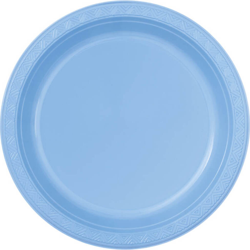 Baby Blue Solid Divided Plastic Plates 10in, 6ct 