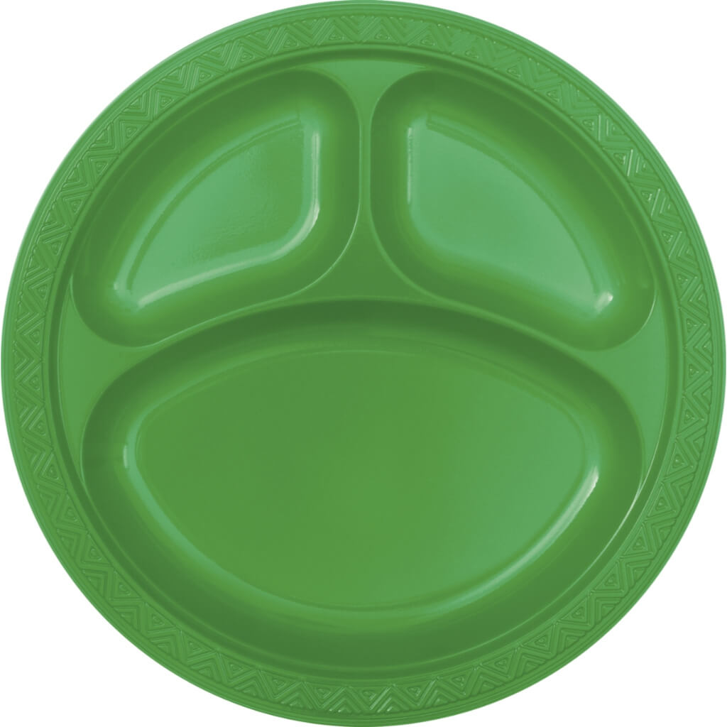 Emerald Green Compartment Plates 10in 6ct, 