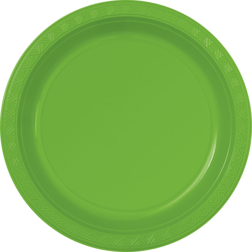 Lime Green Solid Divided Plastic Plates 10in, 6ct 