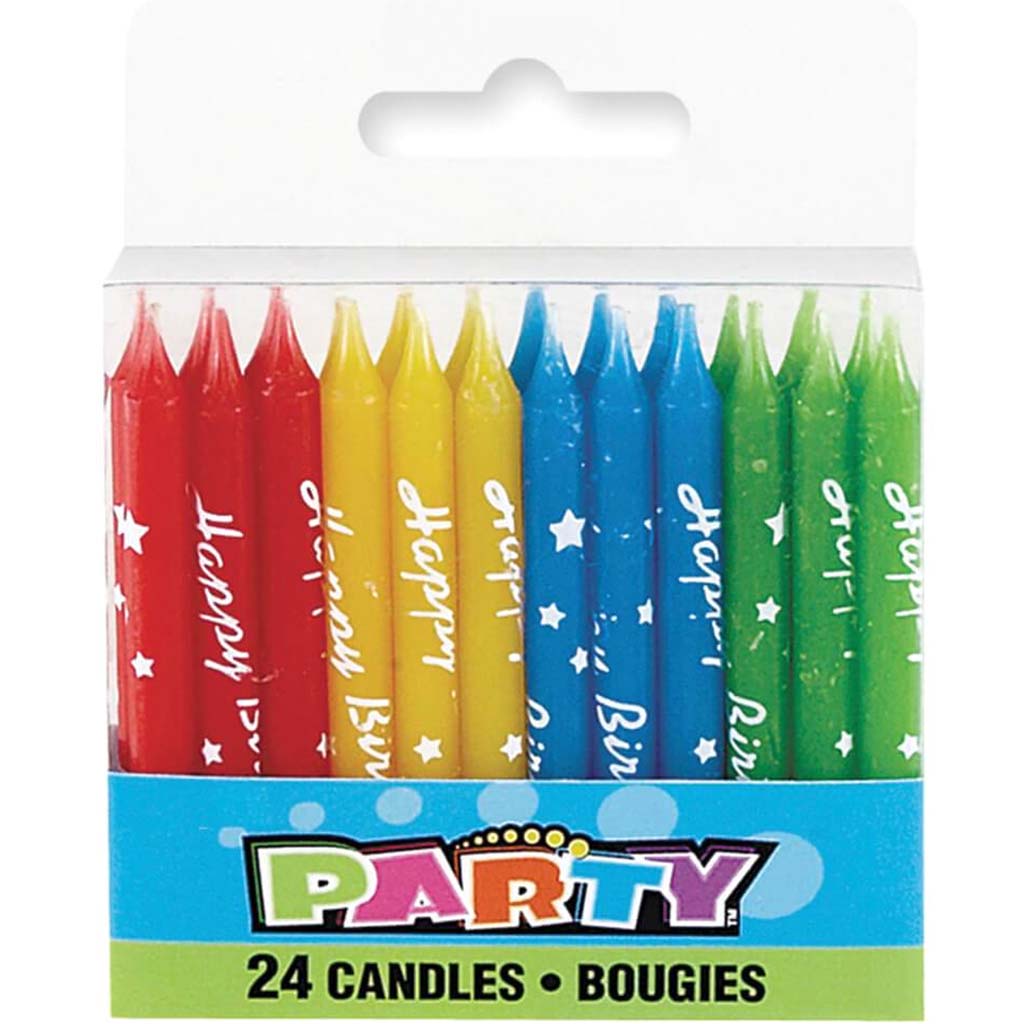 Happy Birthday Script Candles 2.5in, 24ct 