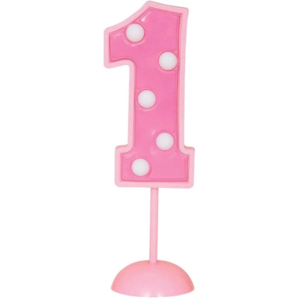 Flashing Number 1 Decoration - Pink 