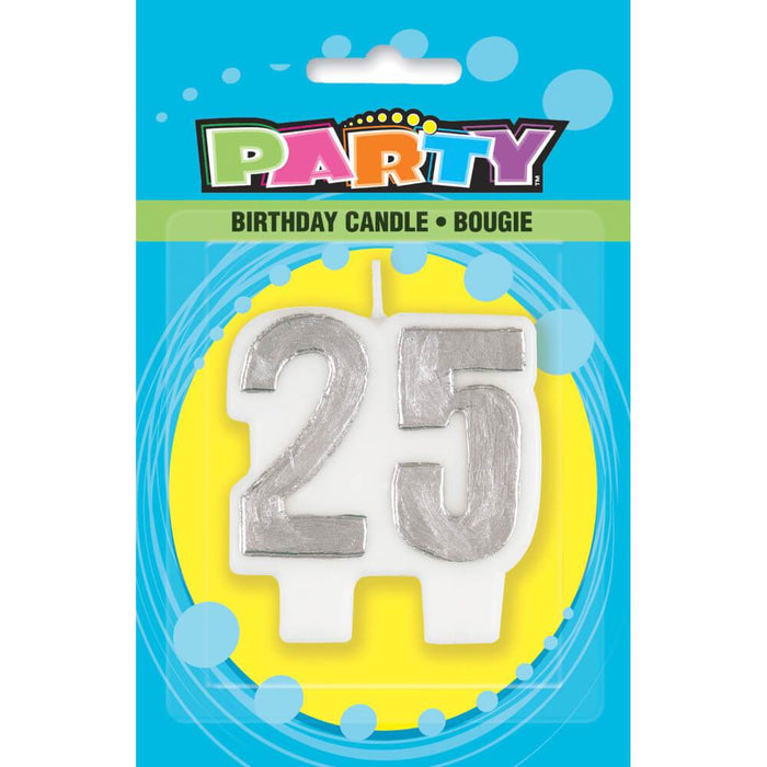 Birthday Candle Number 25 - Silver 