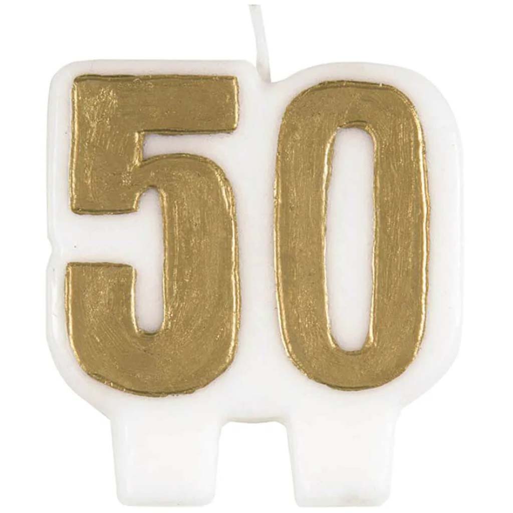 Birthday Candle Number 50 - Gold 