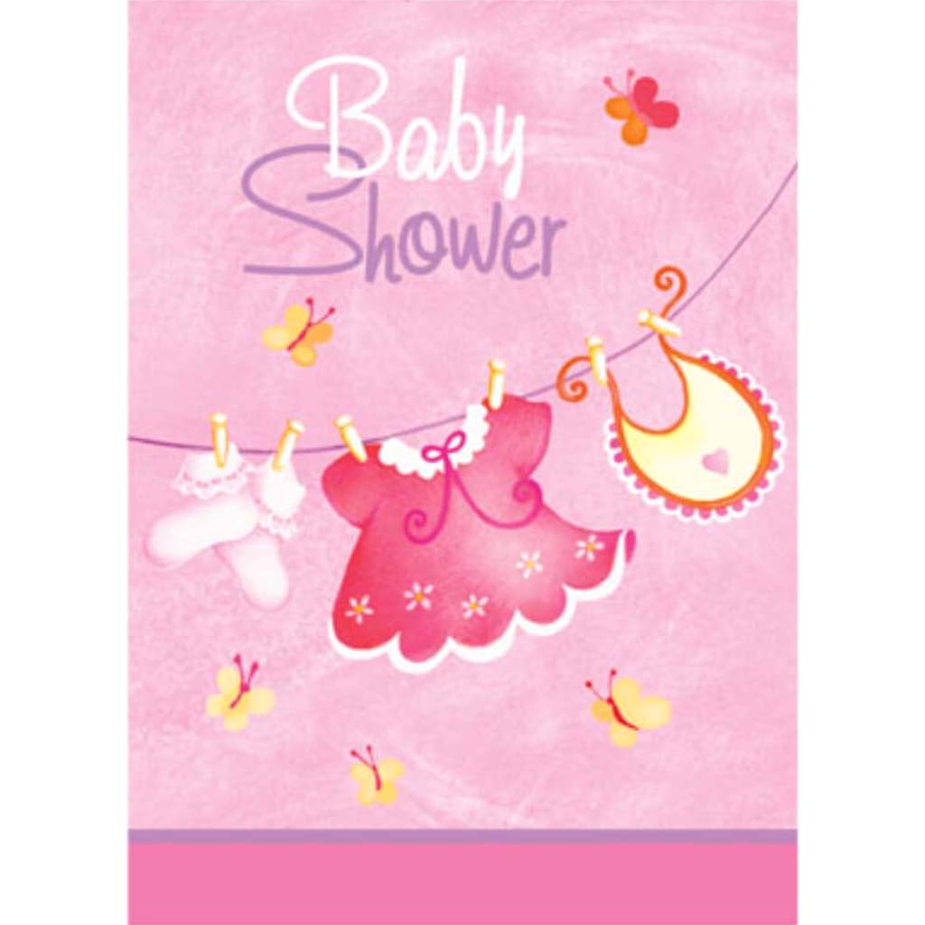 Pink Clothesline Baby Shower Invitation, 8ct 