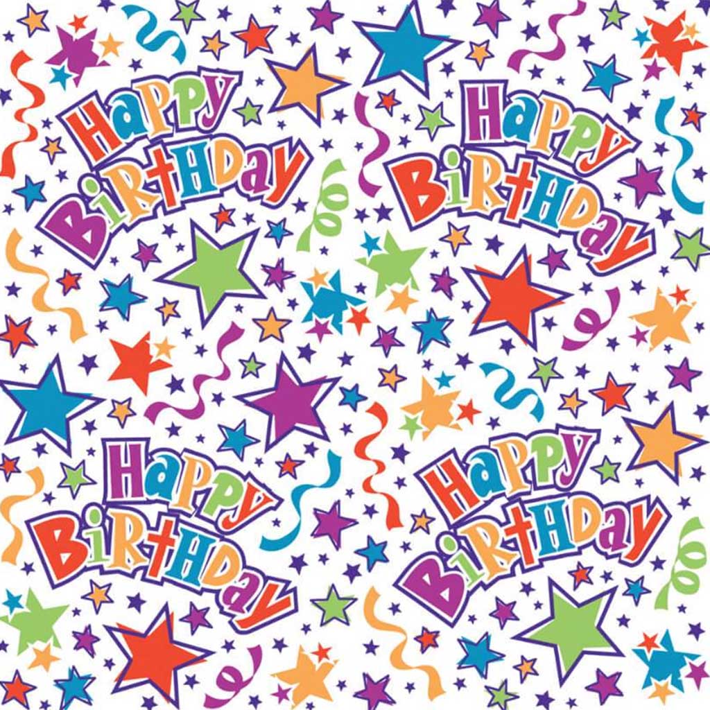 Gift Wrap 30in x 5ft, Birthday Stars 