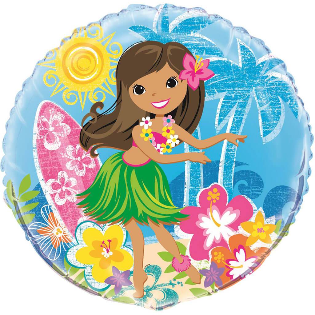 Hula Luau Tiki Hawaiian Beach Party Foil Balloon 18in