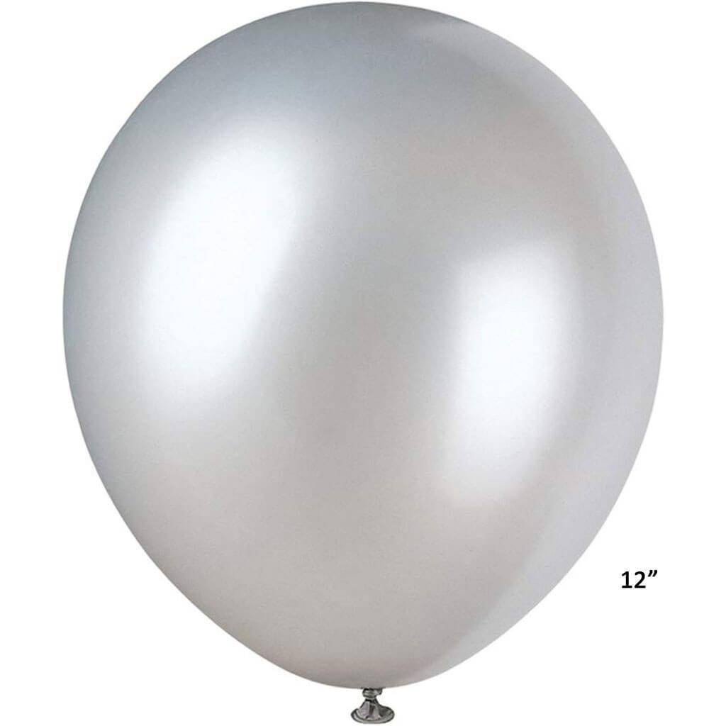 Pearlized Ballons Silver 12in 72ct