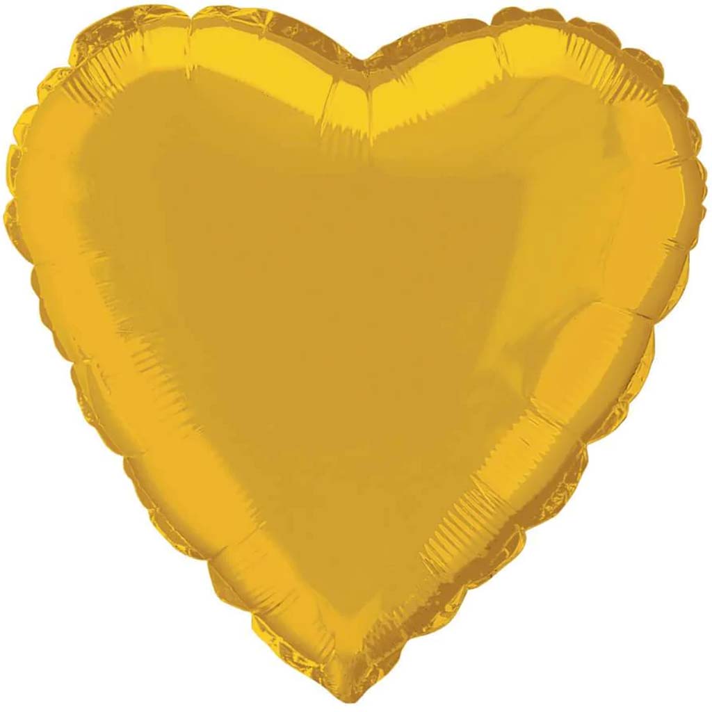 Heart Solid Color Foil Balloon, 18in Gold 