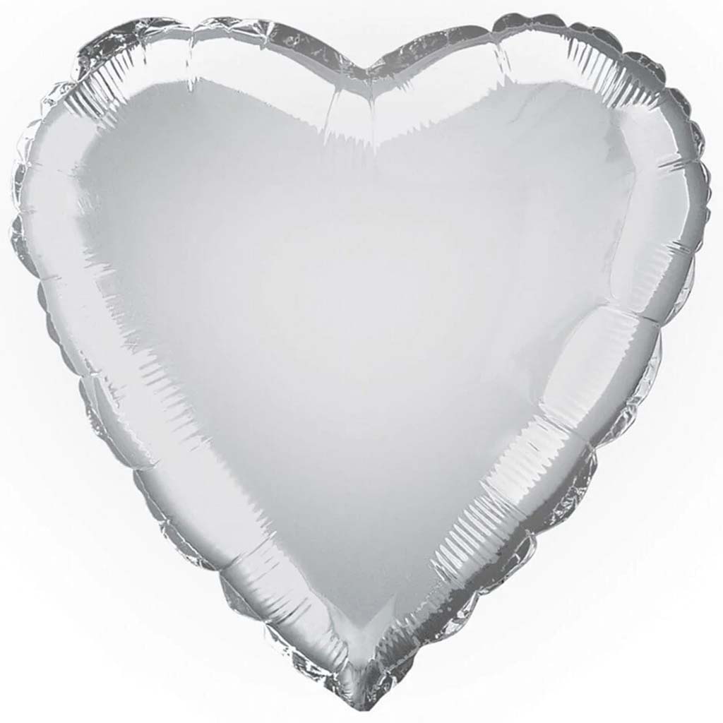 Heart Solid Color Foil Balloon, 18in Silver 