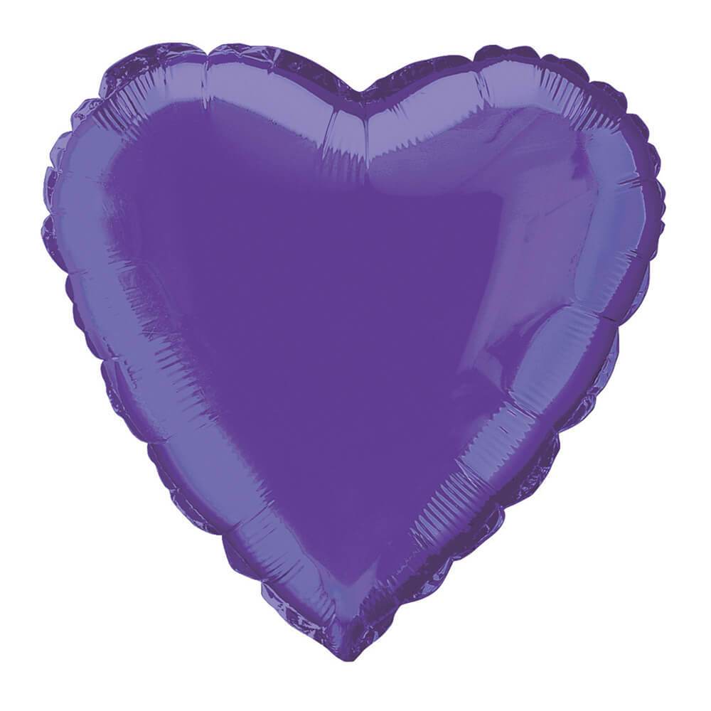 Heart Solid Color Foil Balloon, 18in Deep Purple 