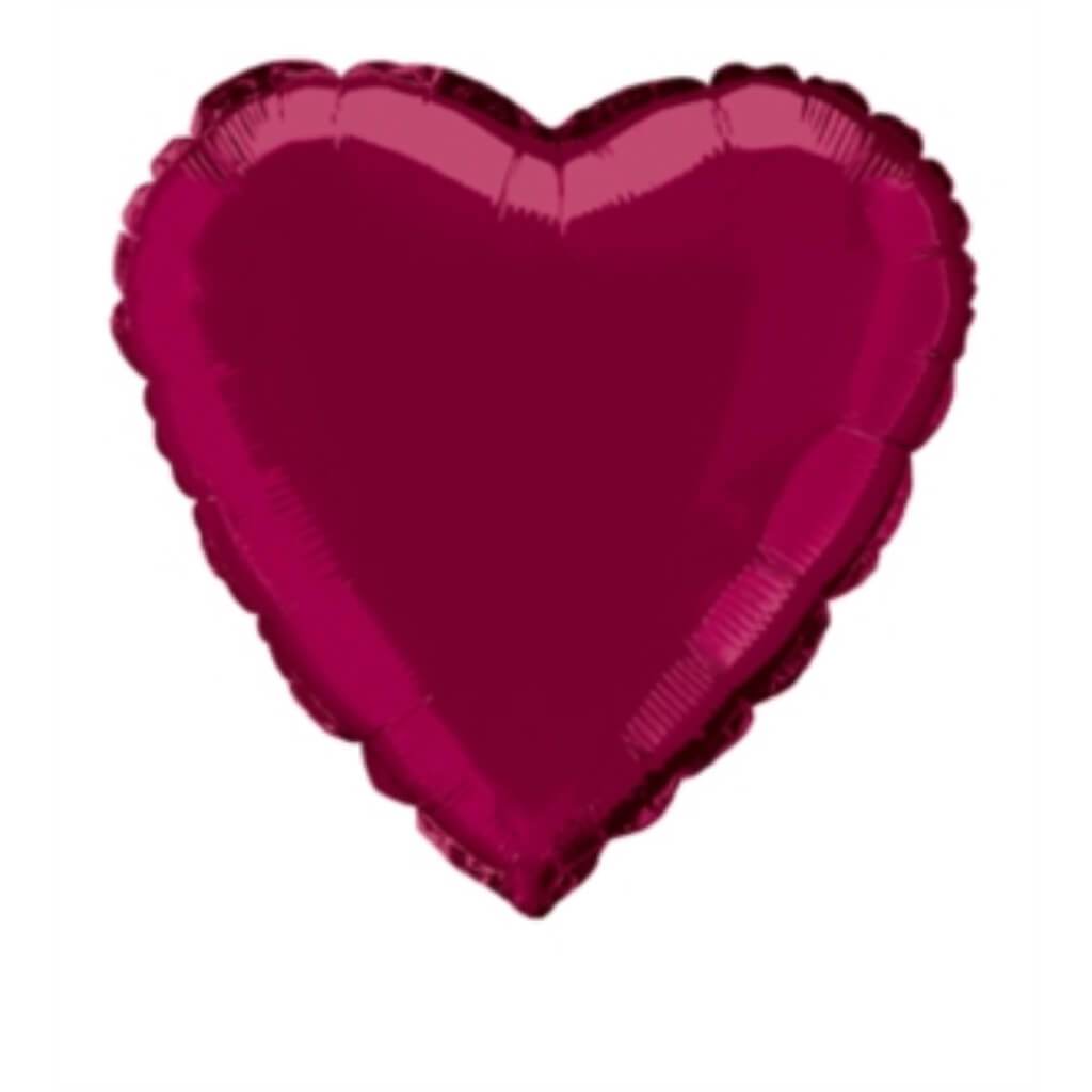 Heart Solid Color Foil Balloon, 18in Burgundy 