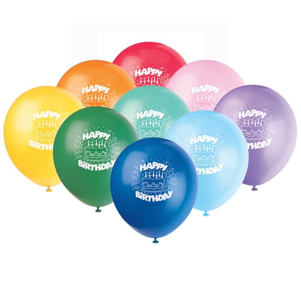 Latex Balloons 12in 6ct, Birthday Cake 