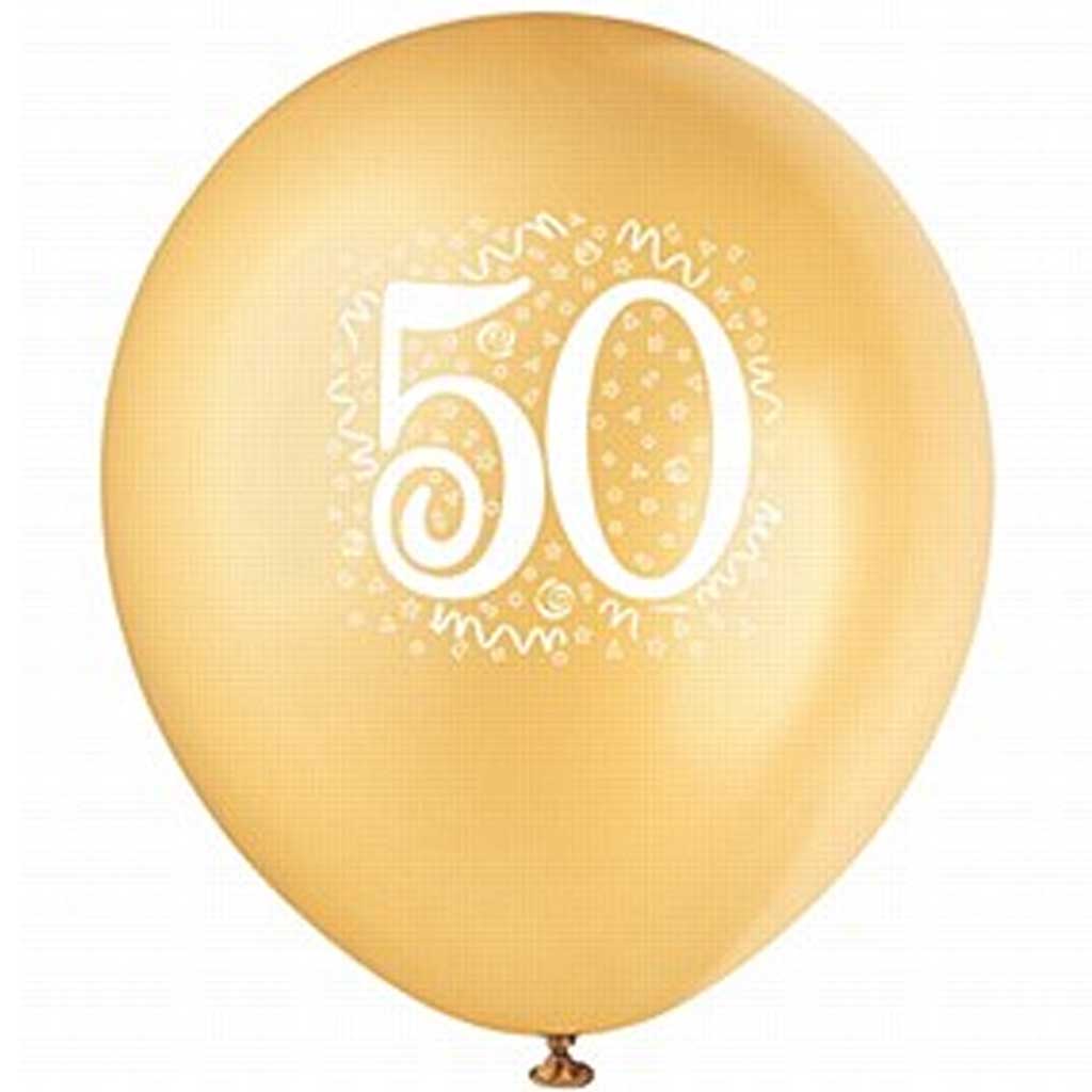 Number 50 Gold Balloon