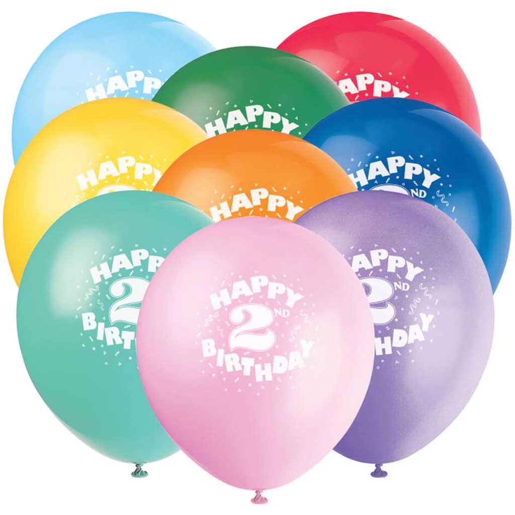 Latex Balloons 12in 6ct, Happy 2nd Birthday 