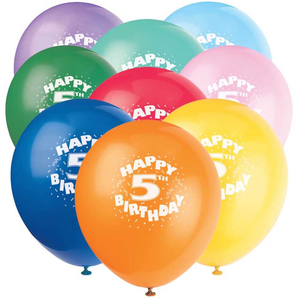 Latex Balloons 12in 6ct, Happy 5th Birthday 