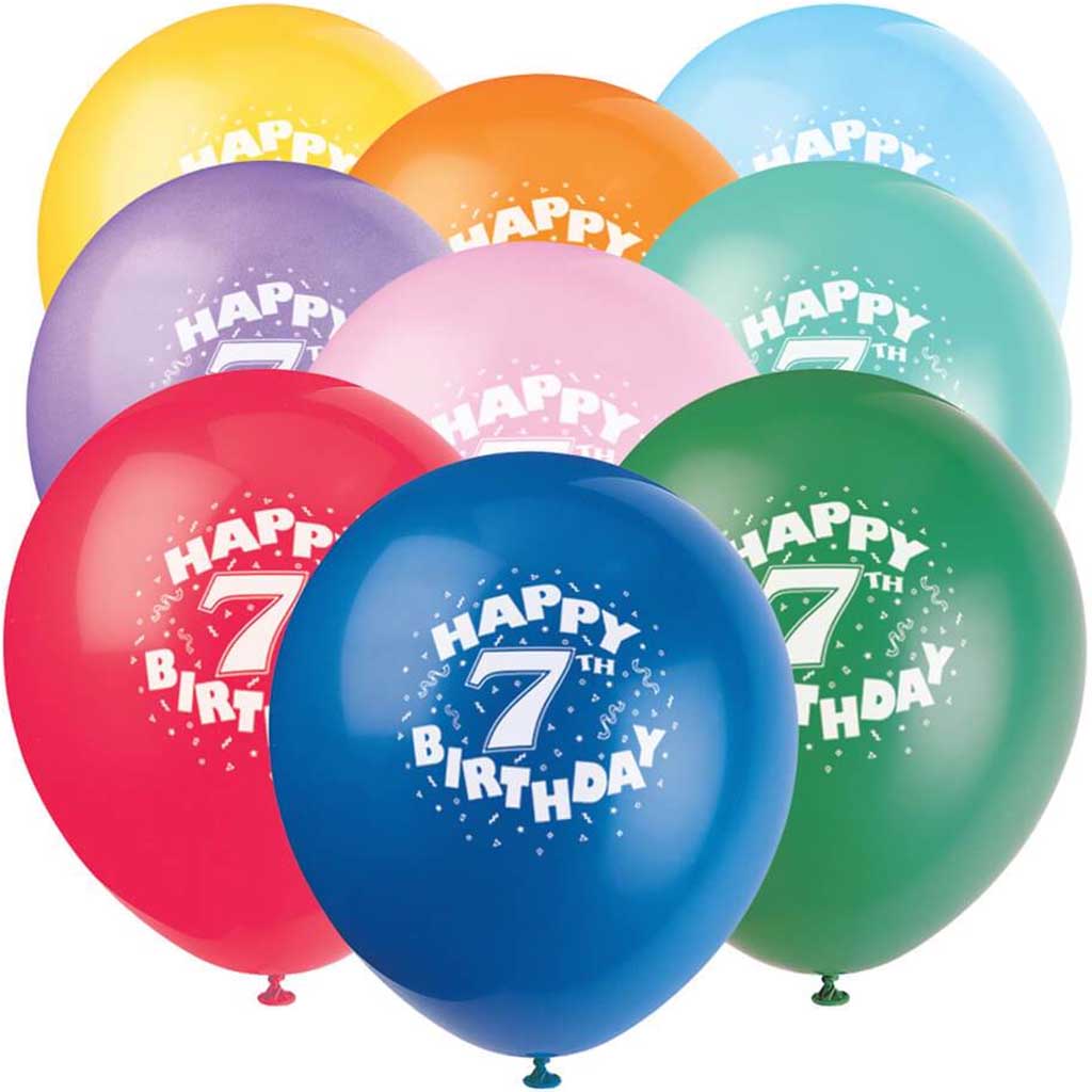 Latex Balloons 12in 6ct, Happy 7th Birthday 